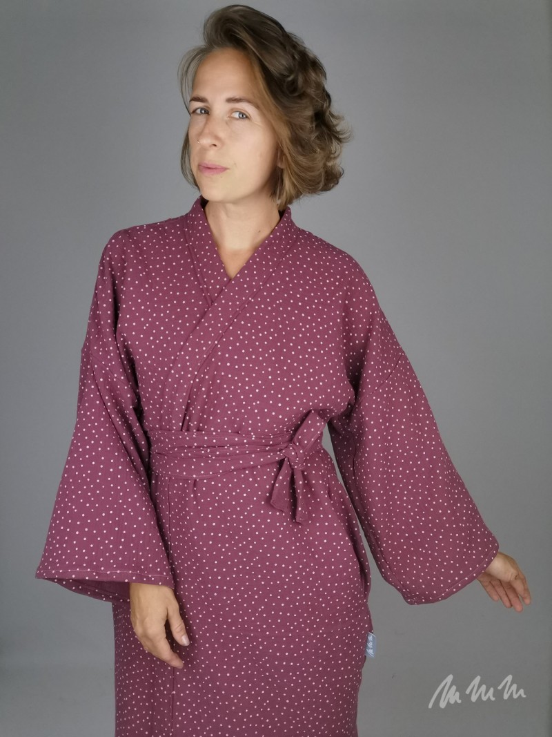 Kimono mušelín bordo puntík