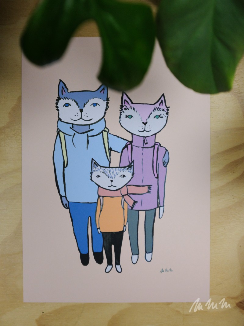 Plakát kočičí rodina